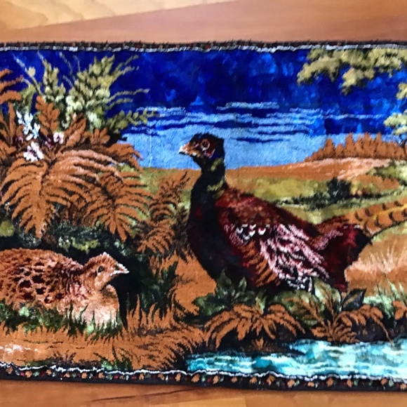 Vintage Pheasant Tapestry Wall Hanging Made in Lebanon - Picture 3 of 16